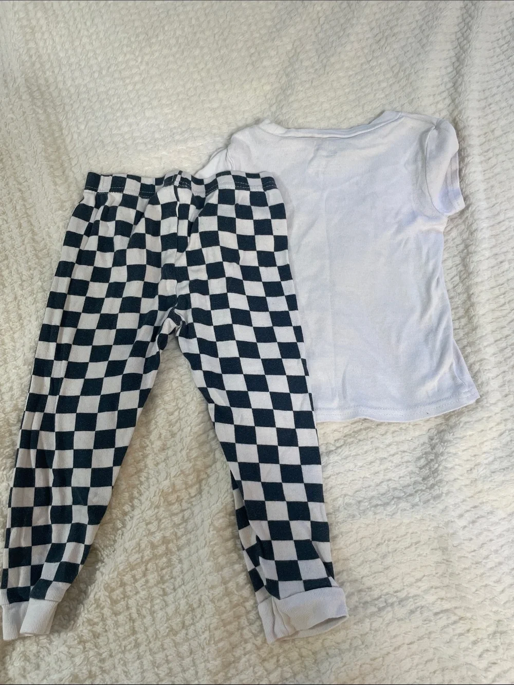 Hot Wheels Red Car & Black-White Checkered Kids Pajama Set